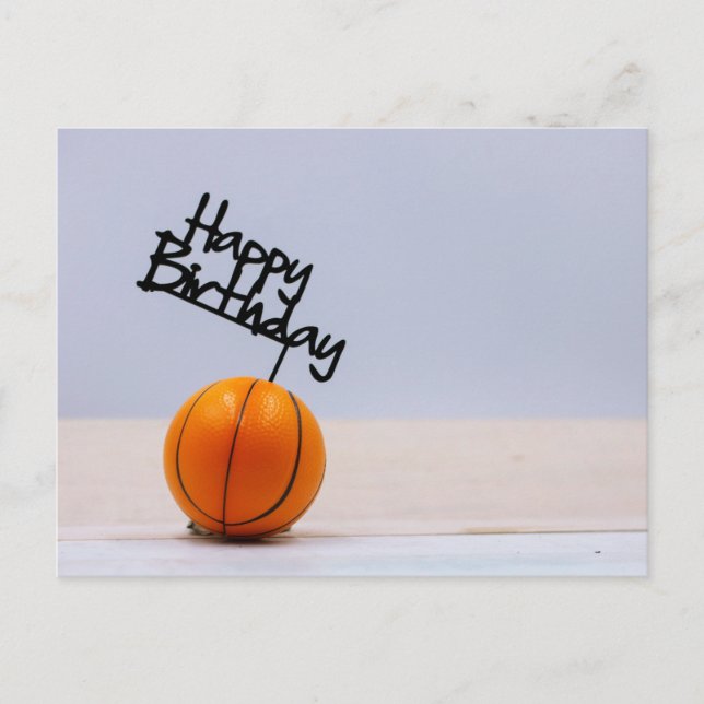 Cartão Postal Basquete com Feliz Aniversário em Branco (Frente)