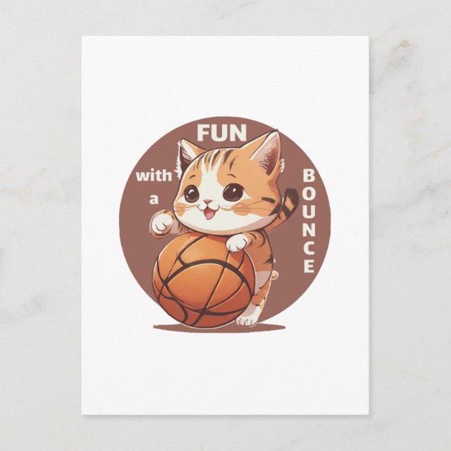 Cartão Postal basquete de gatinho (Frente)