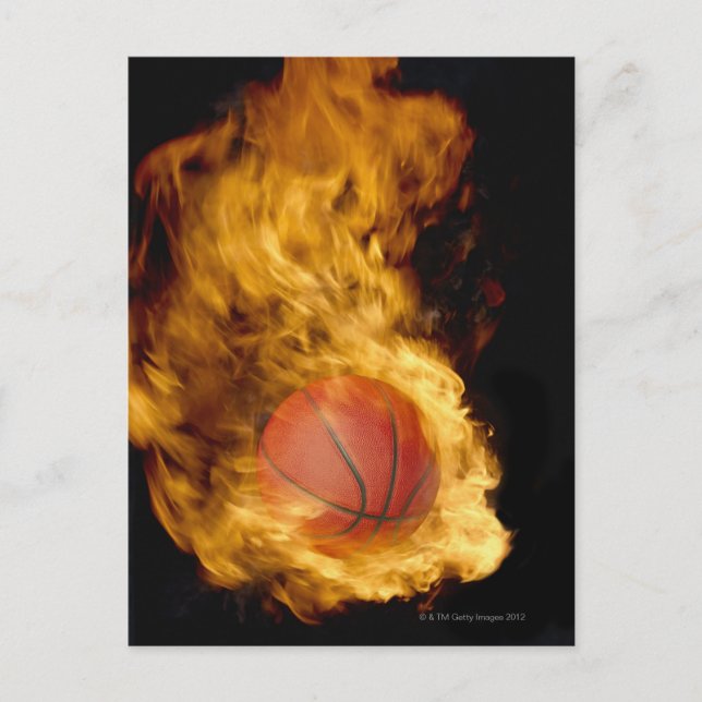 Cartão Postal Basquete em chamas (composto digital) (Frente)