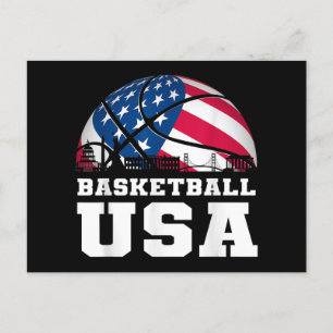 Cartão Postal Basquete EUA dá apoio à Equipe Tshirt USA Flag Dr.