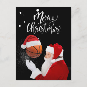 Cartão Postal Basquete Feliz Natal com Papai Noel