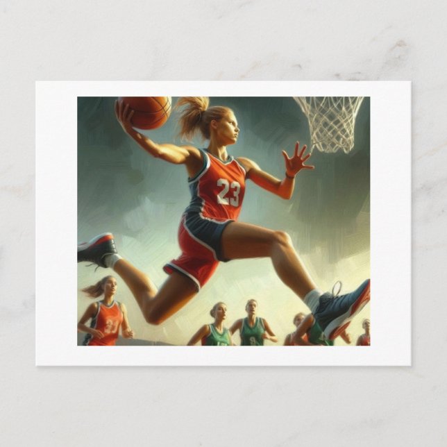 Cartão Postal Basquete feminino, (Frente)