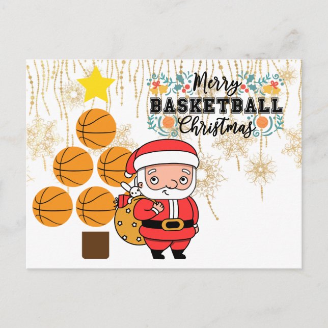Cartão Postal Basquete Natal com Papai Noel (Frente)