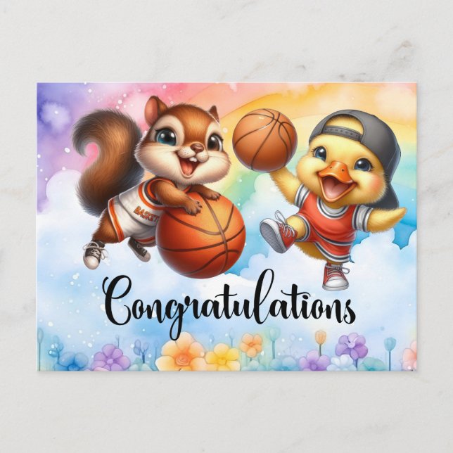 Cartão Postal Basquete temático para Parabéns (Frente)