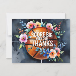 Cartão Postal Basquetebol com bola Obrigado por um slam dunk de 