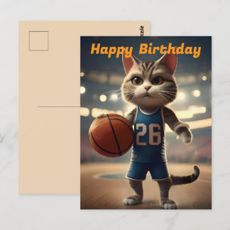 Cartão Postal "Basquetebol com uma Dose de Atitude de Gato" Aniv