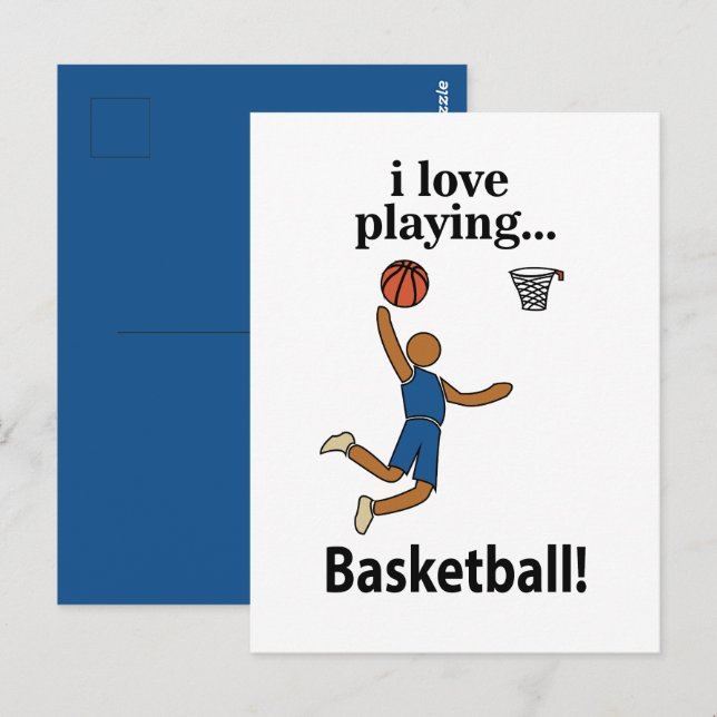Cartão Postal Basquetebol Eu Amo Jogar Basquetebol (Frente/Verso)