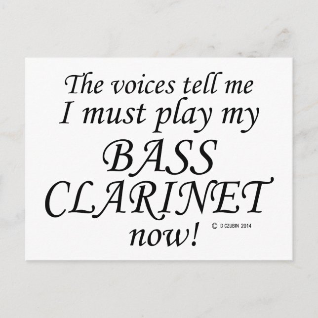 Cartão Postal Bass Clarinet Vozes Diz Que Deve Brincar (Frente)