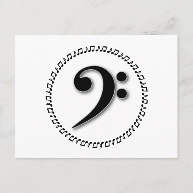 Cartão Postal Bass Clef Music Note Design (Frente)