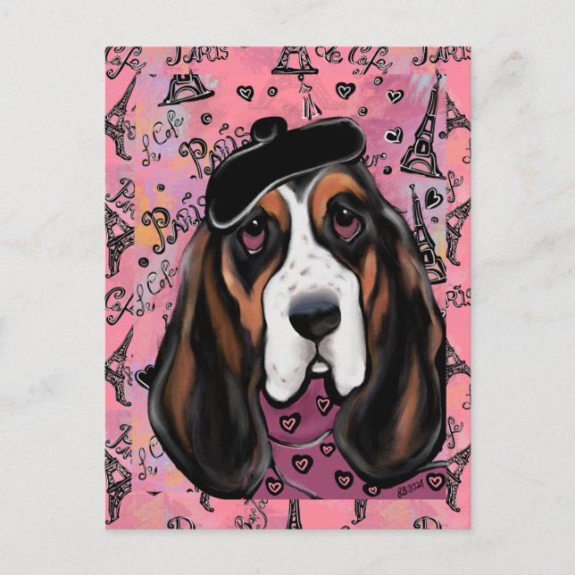 Cartão Postal Basset Hound (Frente)