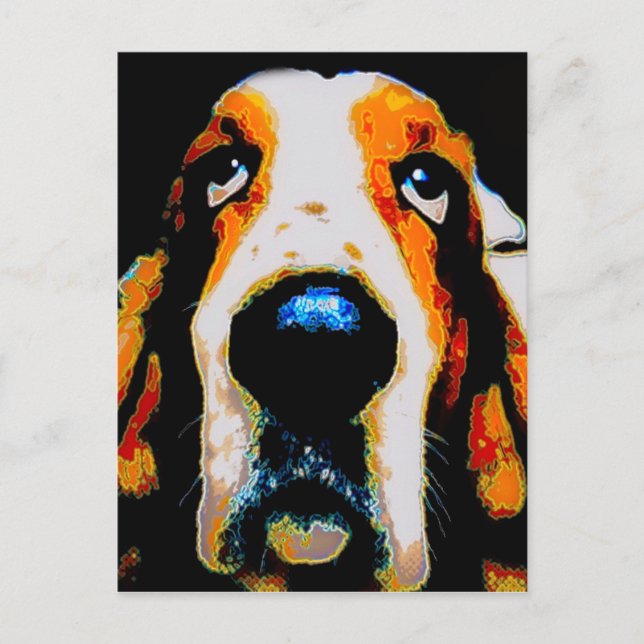Cartão Postal Basset Hound art (Frente)