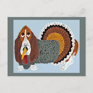 Cartão Postal Basset Hound no Dia de Ação de Graças com Fantasia