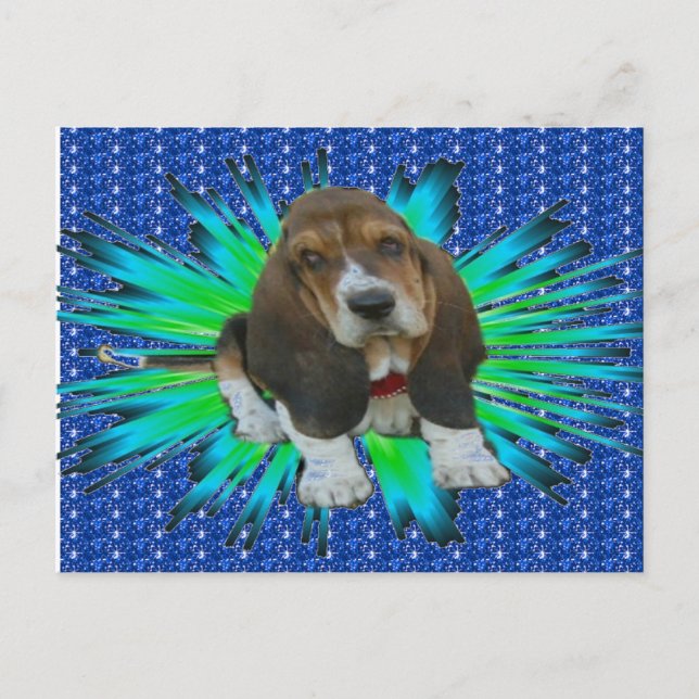 Cartão postal Basset Hound Sheldon (Frente)