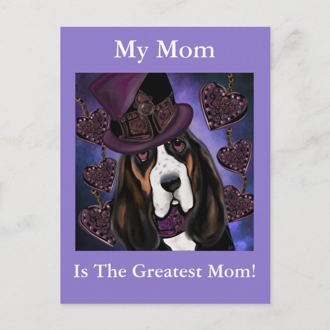 Cartão Postal Basset Hound STEAMPUNK (Frente)