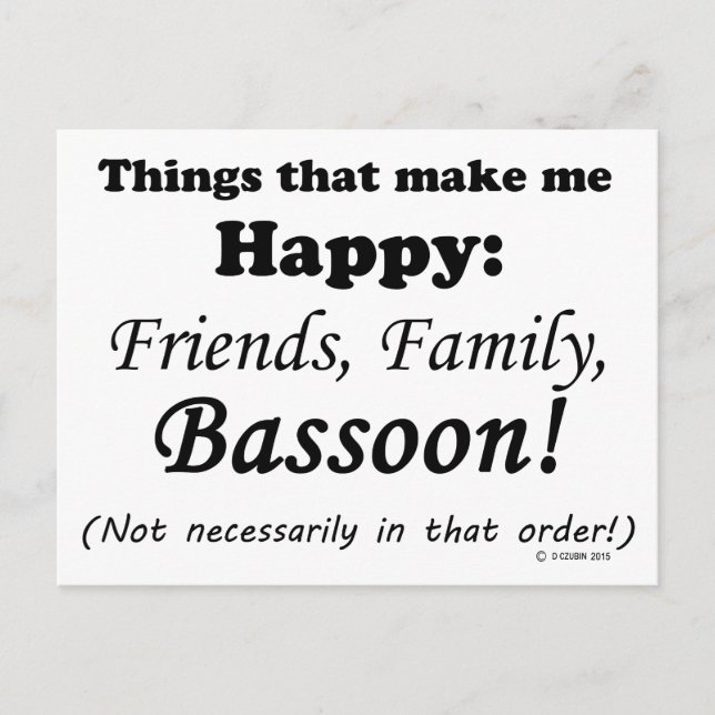 Cartão Postal Bassoon me faz feliz (Frente)