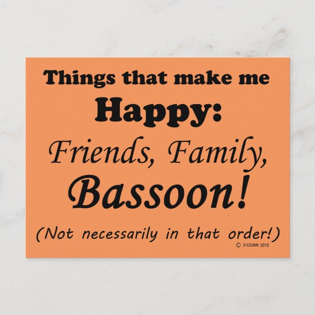 Cartão Postal Bassoon me faz feliz (Frente)