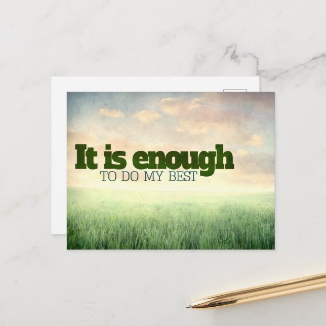 Cartão Postal "Basta fazer o meu melhor" Afirmação de Motivação (Frente/Verso In Situ)