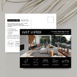 Cartão Postal Basta Listar Marketing Preto Imobiliário<br><div class="desc">Cartão postal do marketing Imobiliário com Lista Moderna com espaço para o seu logotipo, fotografia de propriedade e detalhes de propriedade com ícones. Esta Carteira de promocional preto e branco totalmente personalizável para venda apresenta um design profissional com espaço para o seu texto e detalhes de propriedade personalizados. Uma maneira...</div>