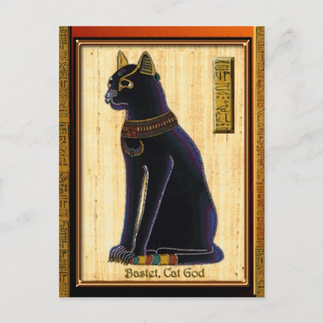 Cartão Postal BASTET ~ Egito Cat Deus Arte Histórica (Frente)