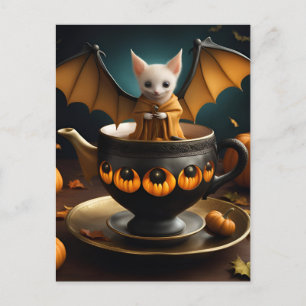 Cartão Postal Bat Adorável em um Teacup