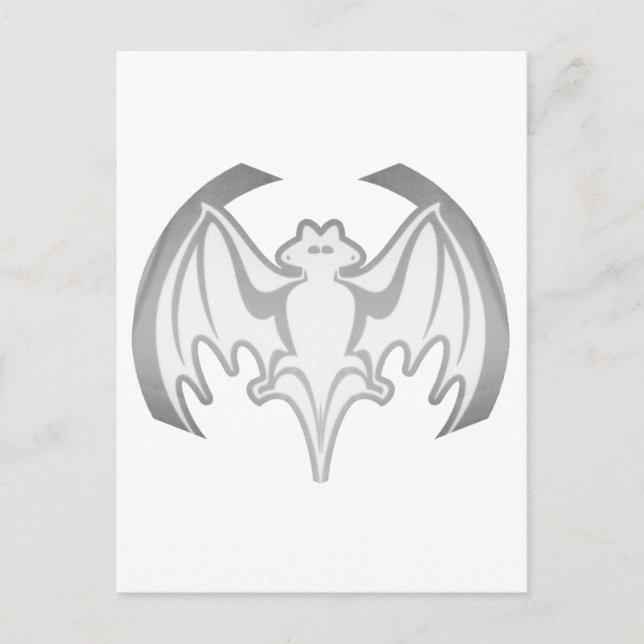 Cartão Postal Bat Cinza Inv The MUSEUM Zazzle Gifts (Frente)