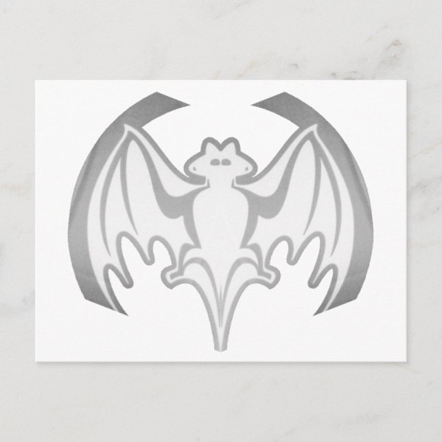 Cartão Postal Bat Cinza Inv The MUSEUM Zazzle Gifts (Frente)