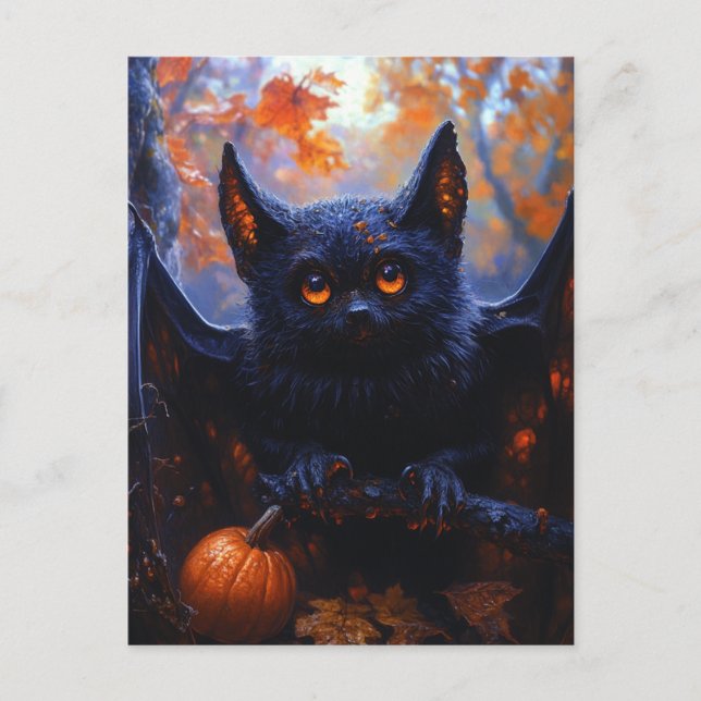 Cartão Postal Bat de Halloween Adorável (Frente)