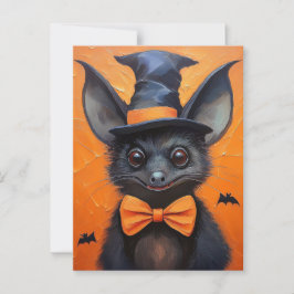 Cartão Postal Bat de Halloween no Chapéu das Bruxas