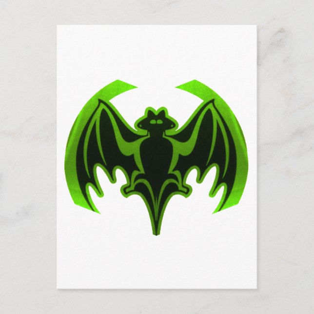 Cartão Postal Bat Green MUSEUM Zazzle Gifts (Frente)