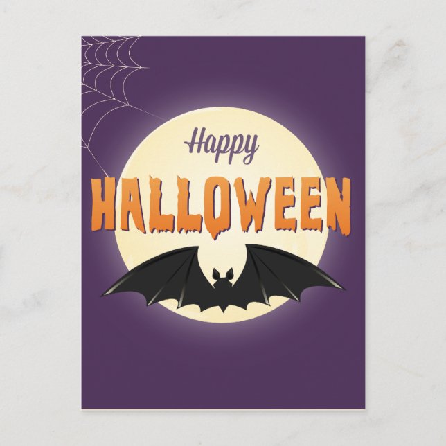 Cartão Postal Bat Negro Feliz Halloween (Frente)