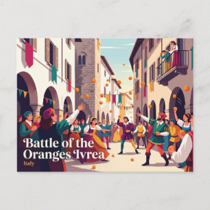 Cartão Postal Batalha das Laranjas Ivrea Itália
