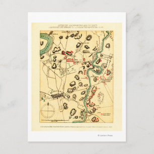 Cartão Postal Batalha de Antietam - Mapa Panorâmico da Guerra C