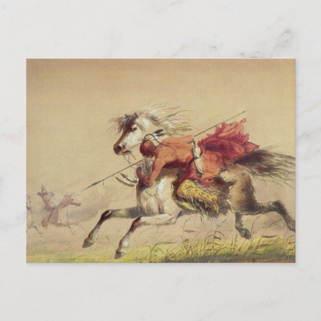 Cartão Postal Batalha De Blue Water Creek Por Alfred Jacob Mille (Frente)