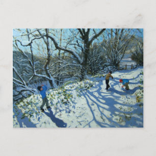 Cartão Postal Batalha de bolas de neve Derbyshire