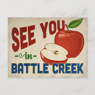 Cartão Postal Batalha de Creek Michigan Apple - Viagens vintage