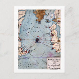 Cartão Postal Batalha de Fort Sumter - Guerra Civil Panorâmica