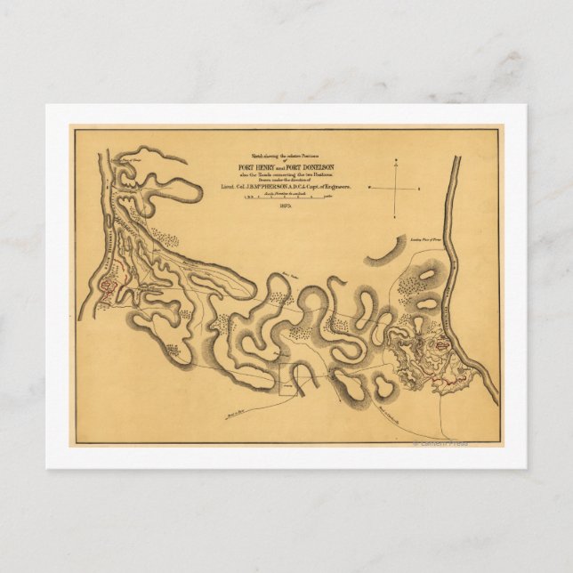 Cartão Postal Batalha de Forte Henry - Mapa Panorâmico da Guerra (Frente)