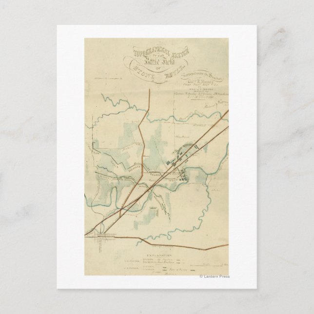 Cartão Postal Batalha do Rio das Pedras - Guerra Civil Panorâmic (Frente)