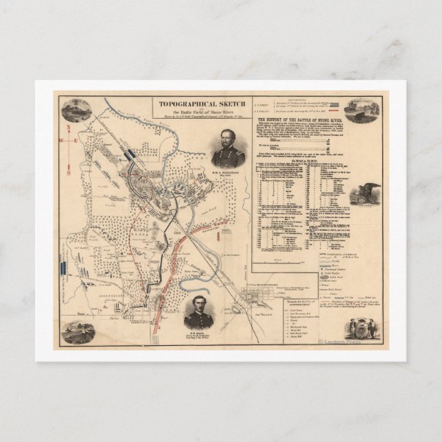 Cartão Postal Batalha do Rio das Pedras - Guerra Civil Panorâmic (Frente)