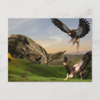 Batalha entre Griffin e Dragão Wyvern que cospe Fo