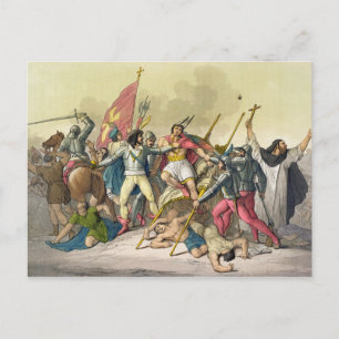 Cartão Postal Batalha entre índios locais e conquistadores (col
