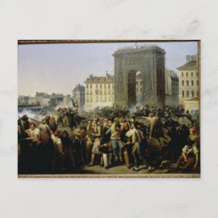 Cartão Postal Batalha no Porte Santo-Denis, 28 de julho de 1830