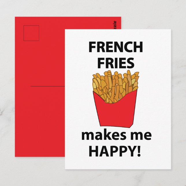 Cartão Postal Batata Frita Me Faz Feliz Batata Frita (Frente/Verso)