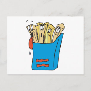 Cartão Postal batatas fritas de desenho animado bobo
