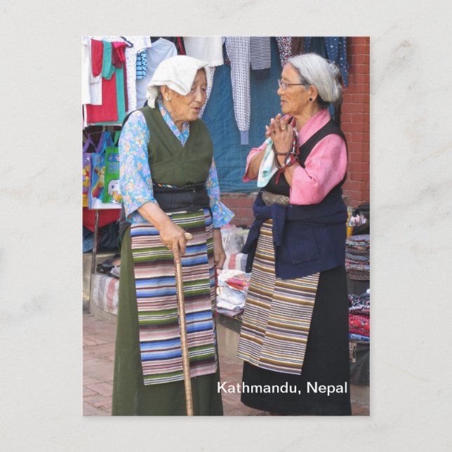 Cartão Postal Bate-papo de manhã em Boudha Stupa (Frente)