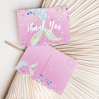 Cartão Postal Bateria De Sereia Com Glitter Whimsical Sob O Mar