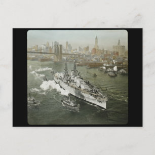 Cartão Postal Bateria do Rio Hudson Vintage na Segunda Guerra Mu