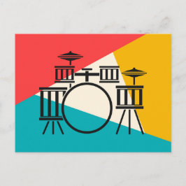 Cartão Postal Bateria Tri-Color - Turquesa Coral Ouro