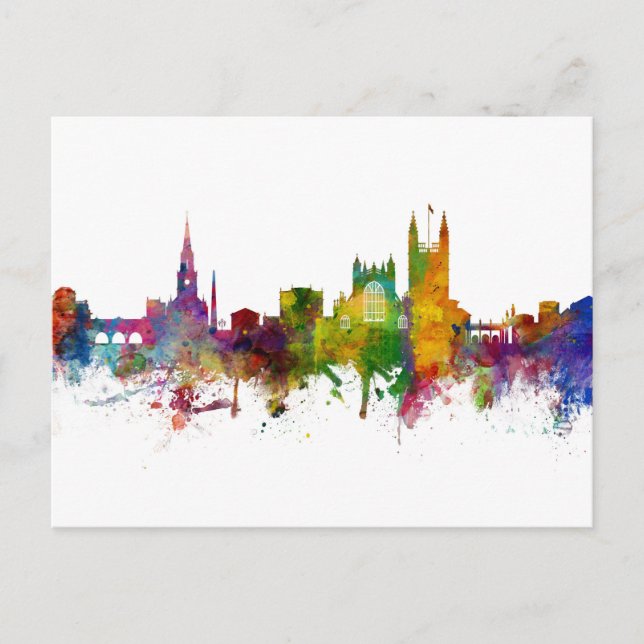 Cartão Postal Bath England Skyline Cityscape (Frente)