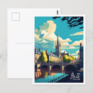 Cartão Postal Bath England Vintage Familiar Viagem